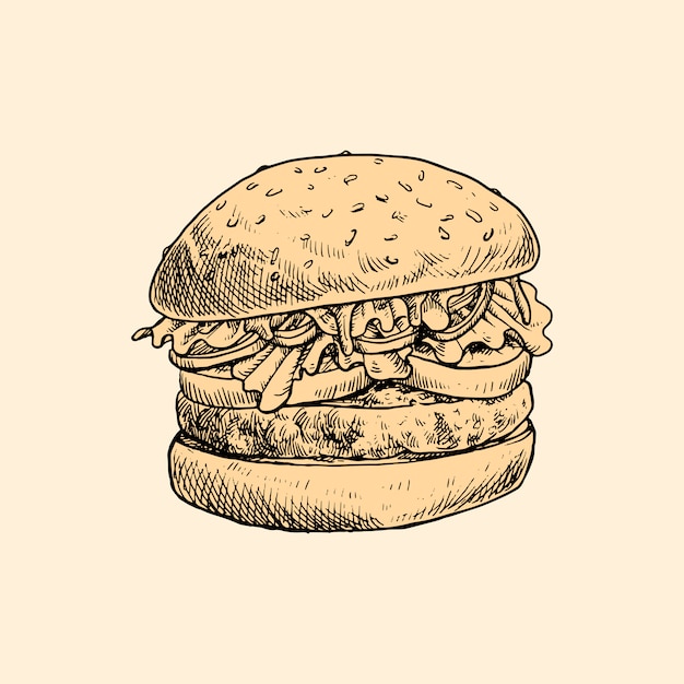 Premium Vector | Hand drawn burger illustration