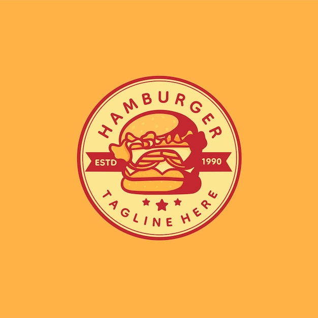 Premium Vector | Hand drawn burger with vintage badge emblem ...