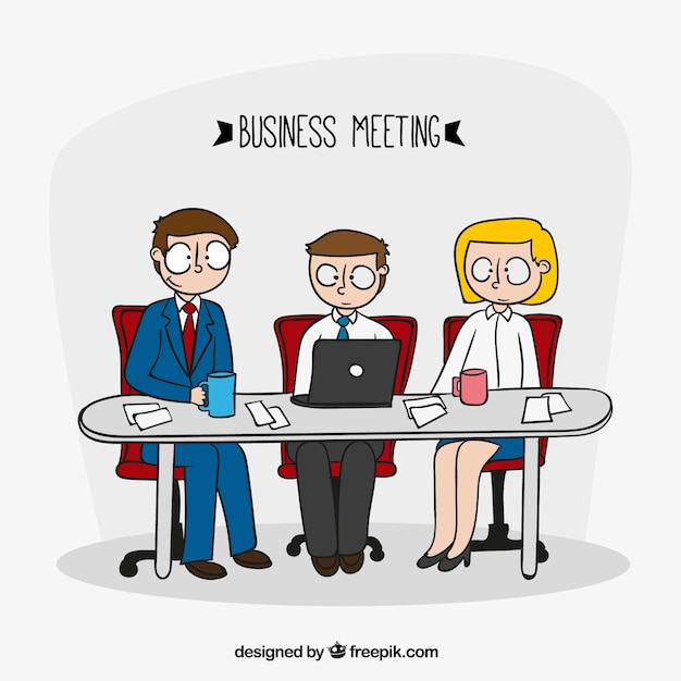 Hand drawn business meeting characters