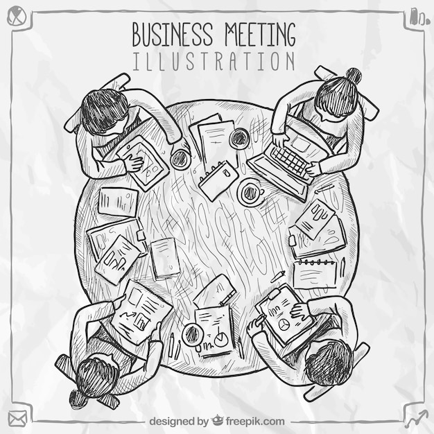 Hand drawn business meeting scene