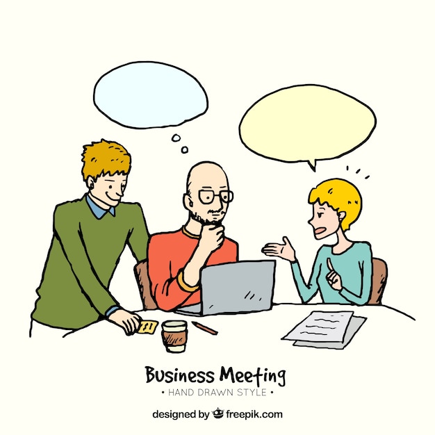 Hand drawn business meeting scene