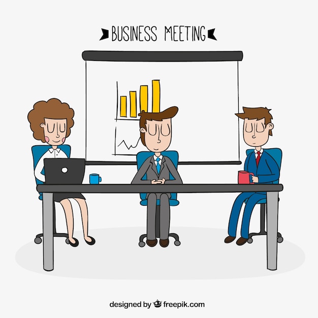 Hand drawn business meeting Vector | Free Download