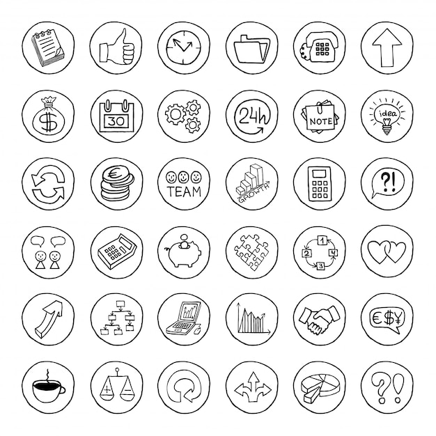 Hand drawn business set of buttons. Premium Vector