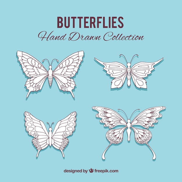 Hand Drawn Butterflies Set Vector | Free Download