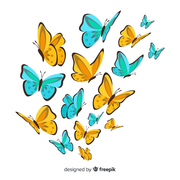 Free Vector | Hand drawn butterfly background