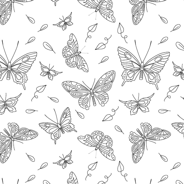 Premium Vector | Hand drawn butterfly outline background