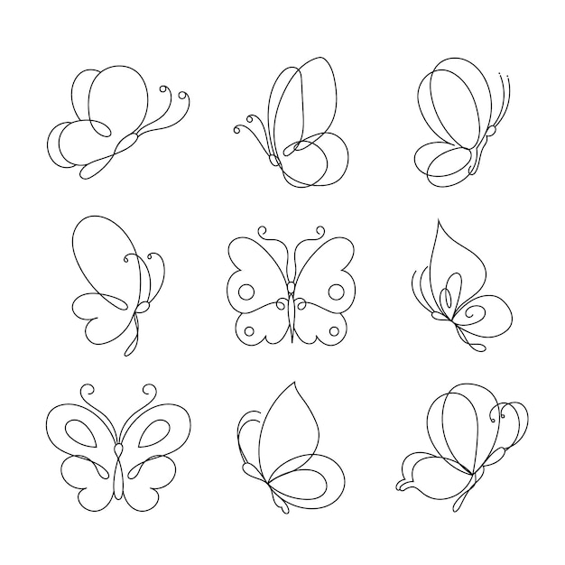 Download Free Vector | Hand drawn butterfly outline pack