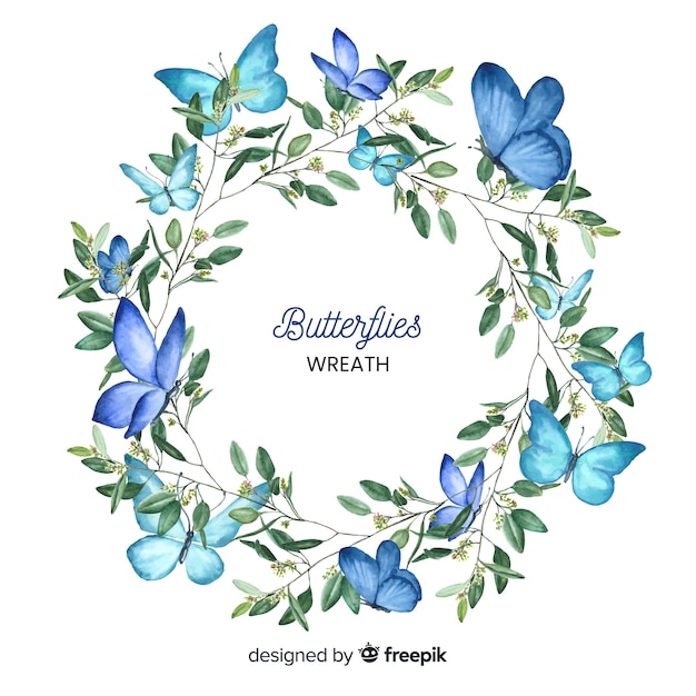 Download Hand drawn butterfly wreath | Free Vector