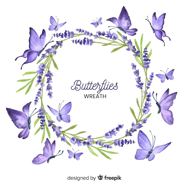 Download Hand drawn butterfly wreath Vector | Free Download
