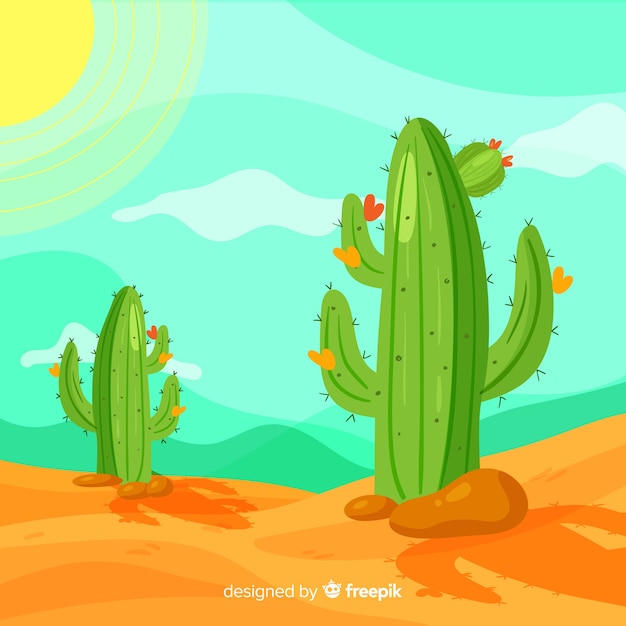 Hand drawn cactus background | Free Vector