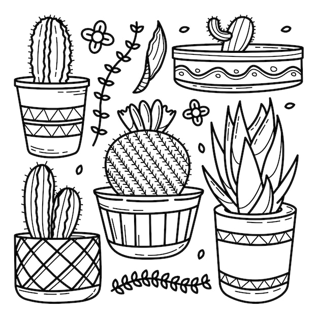 Premium Vector Hand Drawn Cactus Doodle Set 8264