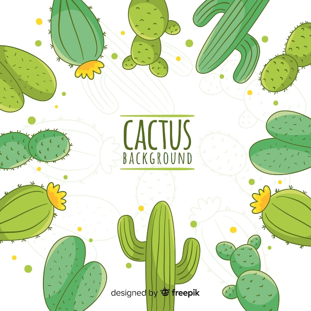 Download Hand drawn cactus frame background Vector | Free Download