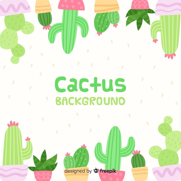 Download Hand drawn cactus frame background | Free Vector