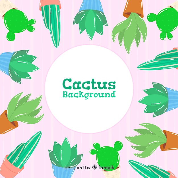 Download Hand drawn cactus frame background Vector | Free Download