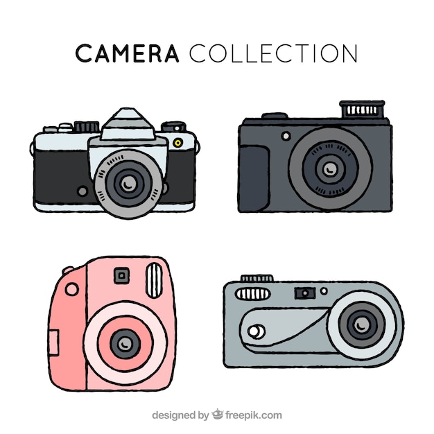 Hand drawn camera collection Vector | Free Download