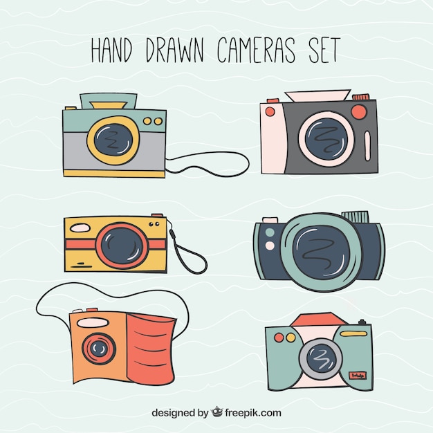 Free Vector Hand drawn cameras set