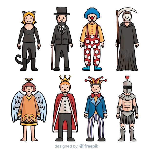 Free Vector Hand drawn carnival costume collection