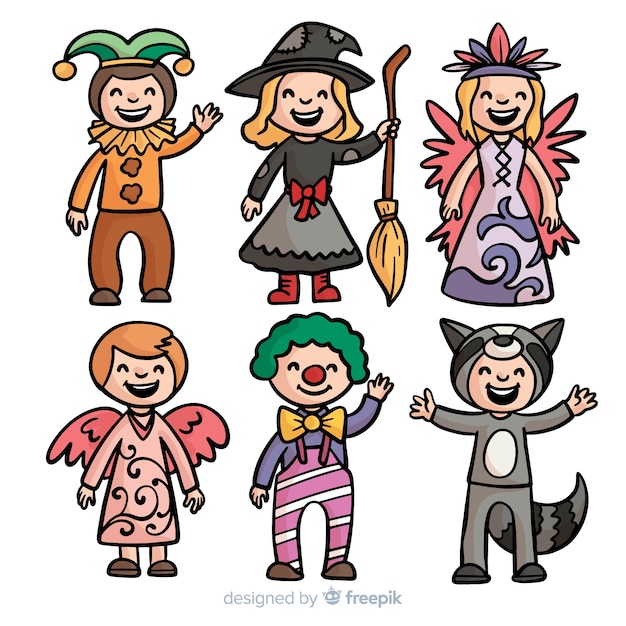 Free Vector | Hand drawn carnival kids costume collection