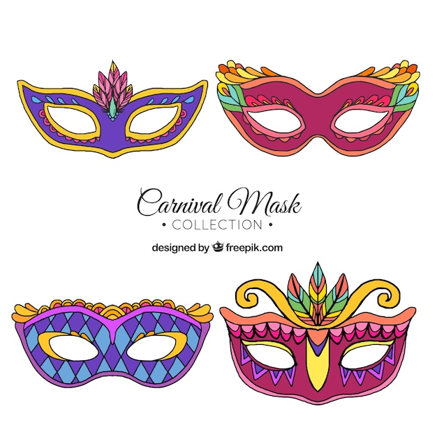 Free Vector | Hand drawn carnival mask collection