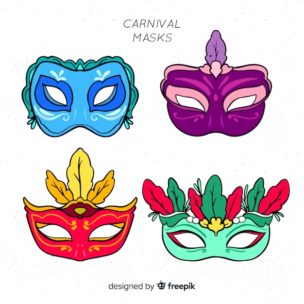 Free Vector | Hand drawn carnival mask collection