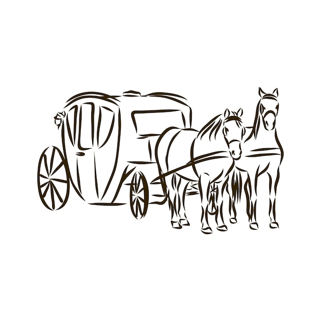 Premium Vector | Hand drawn carriage sketch symbol wedding carriage in ...