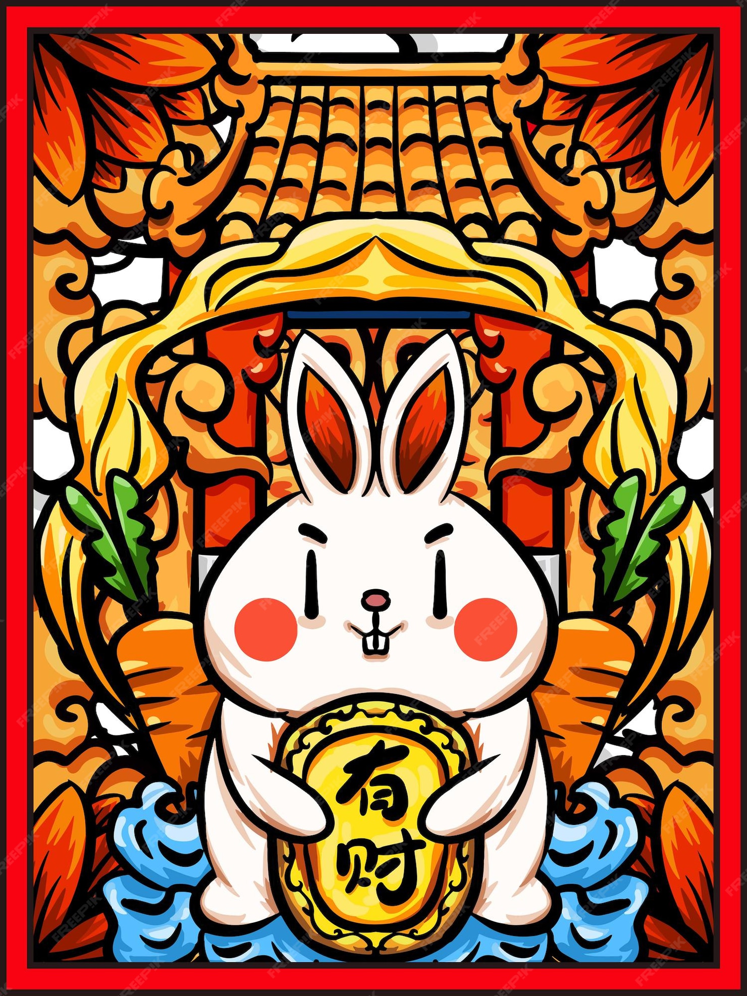 Premium Vector | Hand drawn cartoon chinese new year animal rabbit