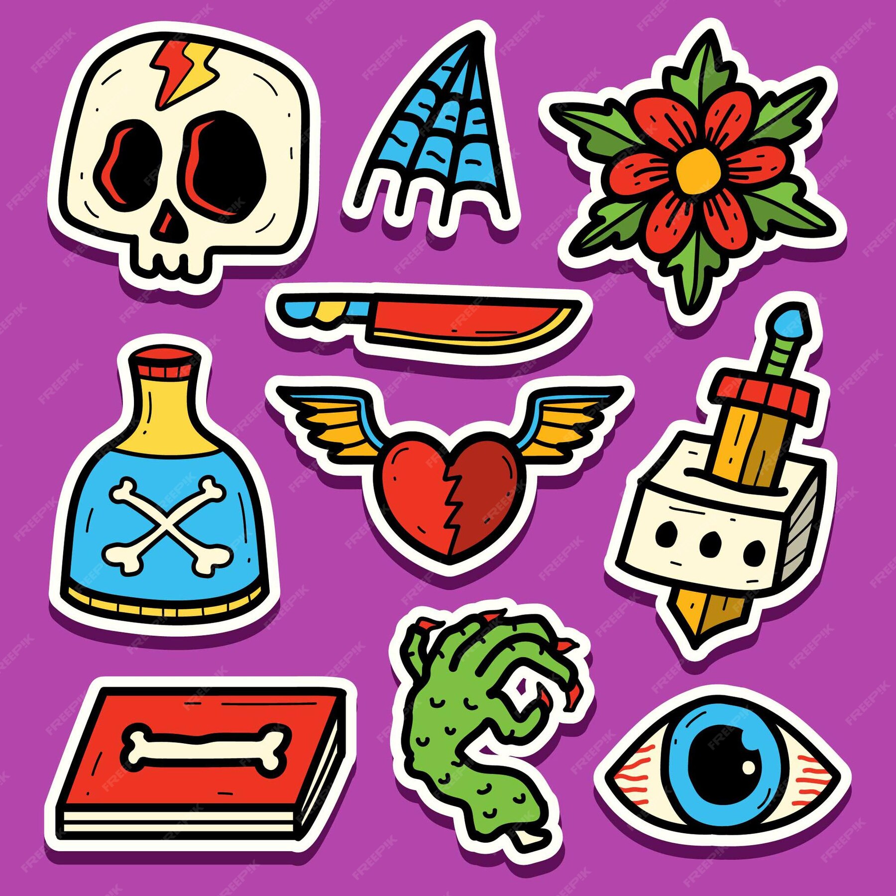 premium-vector-hand-drawn-cartoon-tattoo-sticker-design