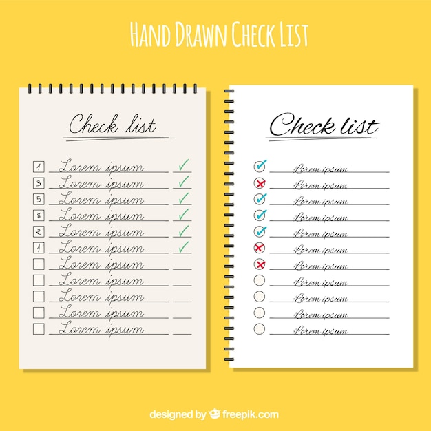 Hand-drawn checklists with different designs Free Vector