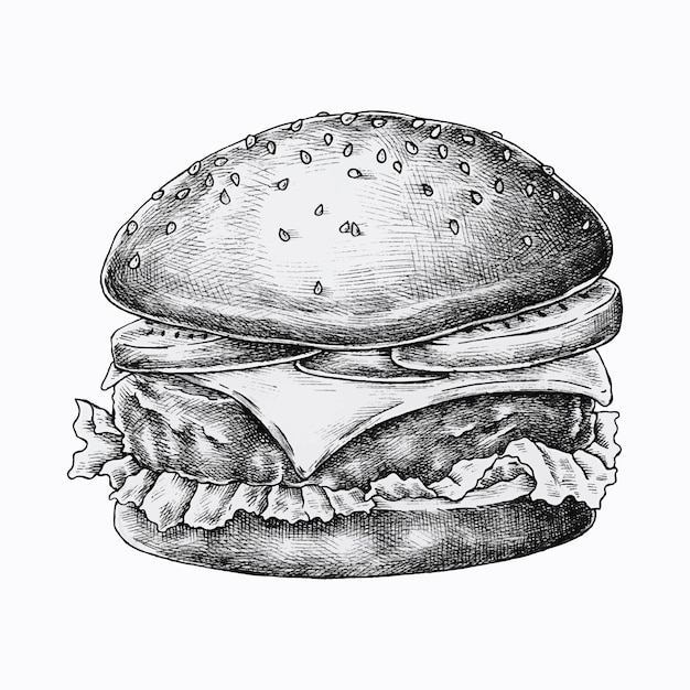 Hamburger Di Formaggio Disegnato A Mano Vettore Gratis