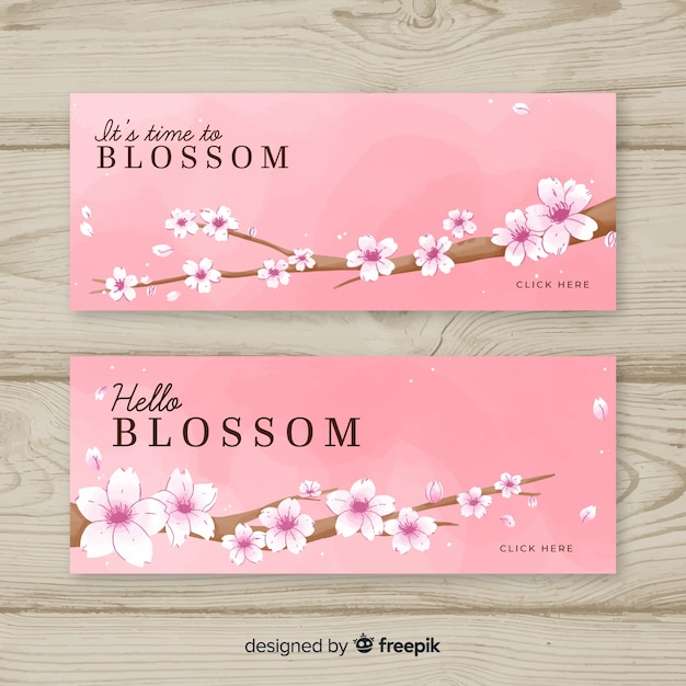 Free Vector | Hand drawn cherry blossom banner