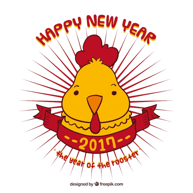 Hand-drawn chick for chinese new year background