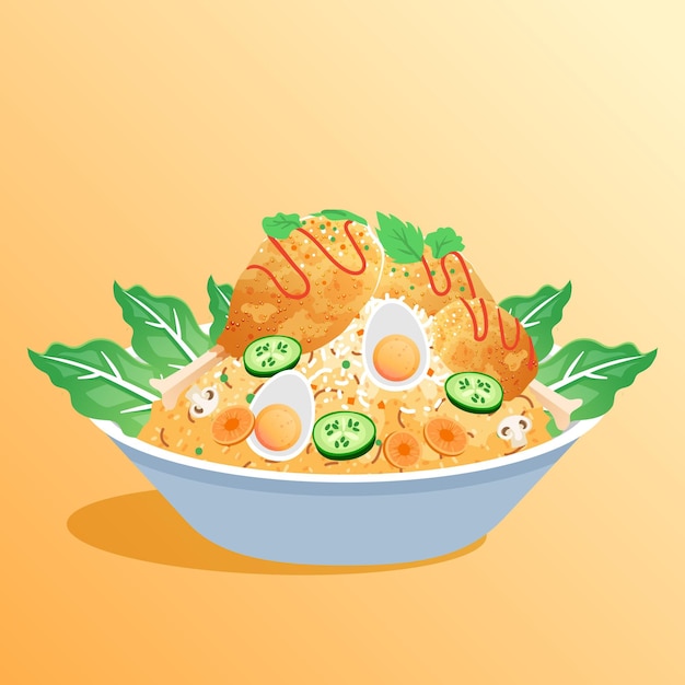 Free Vector | Hand drawn chicken biryani