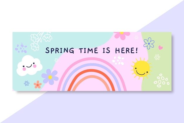 Free Vector Hand Drawn Child Like Spring Facebook Cover