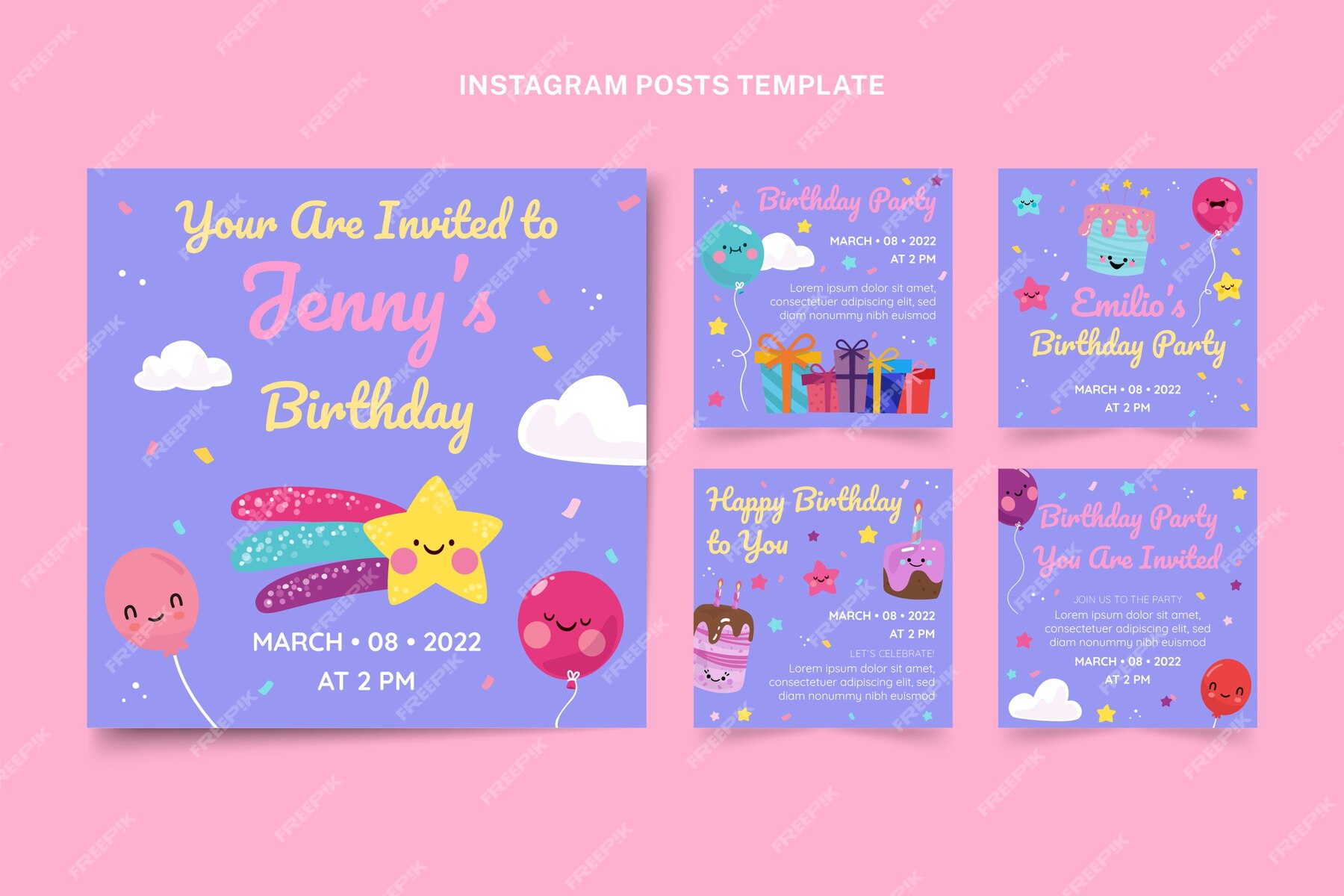 Free Vector | Hand drawn childlike birthday instagram post