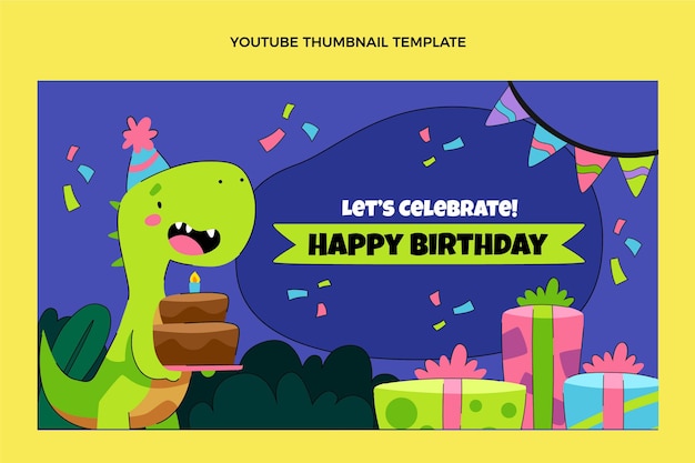 手描きの子供のような誕生日のyoutubeサムネイル 無料のベクター