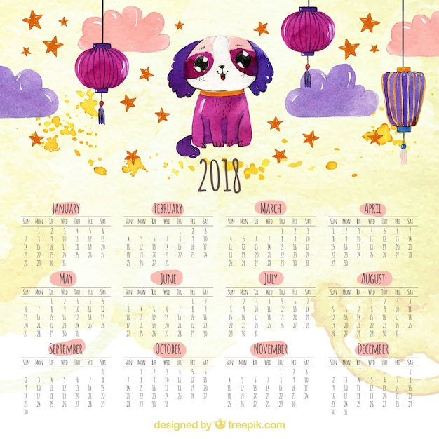Hand drawn chinese new year calendar