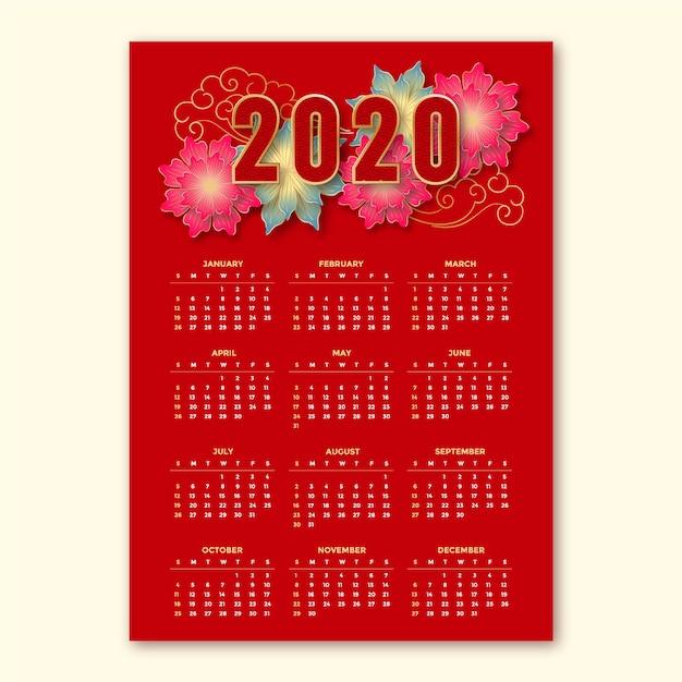 Free Vector | Hand drawn chinese new year calendar