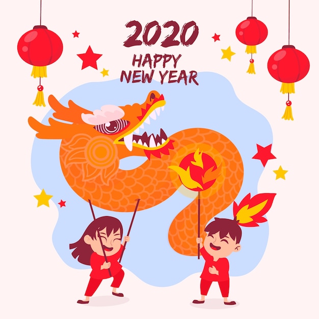 Premium Vector | Hand drawn chinese new year concept