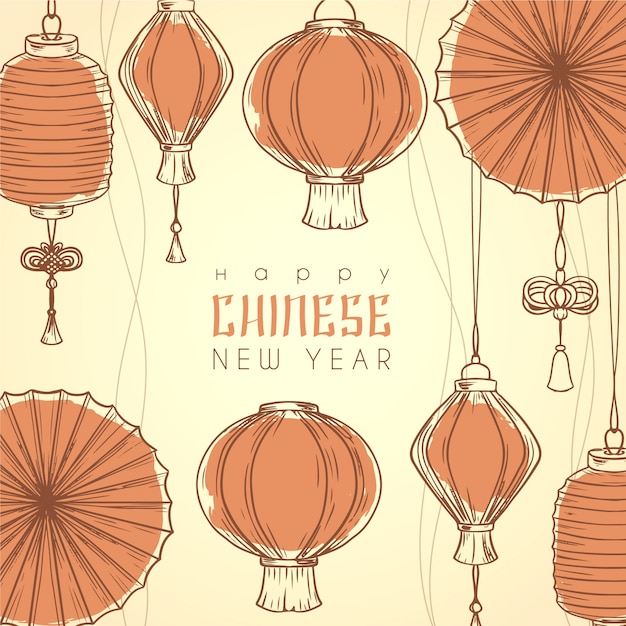 Hand drawn chinese new year | Free Vector