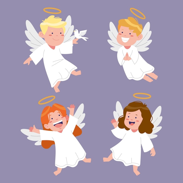 Premium Vector | Hand drawn christmas angel collection