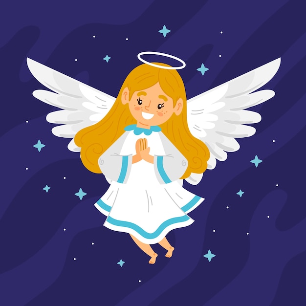 Download Free Vector | Hand drawn christmas angel illustration