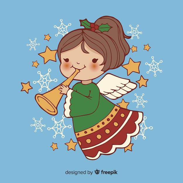 Download Hand drawn christmas angel Vector | Free Download