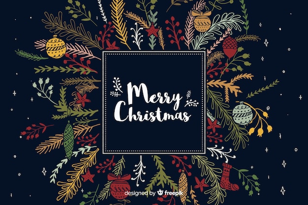 Hand drawn christmas background decoration Vector | Free Download