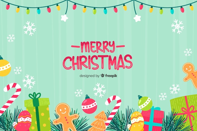 Hand drawn christmas background with christmas elements Vector | Free Download