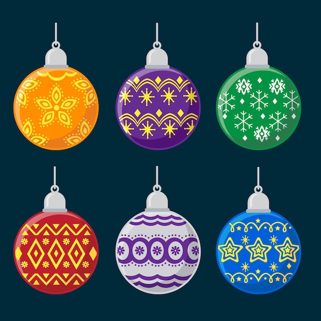 Free Vector Hand drawn christmas ball ornaments collection