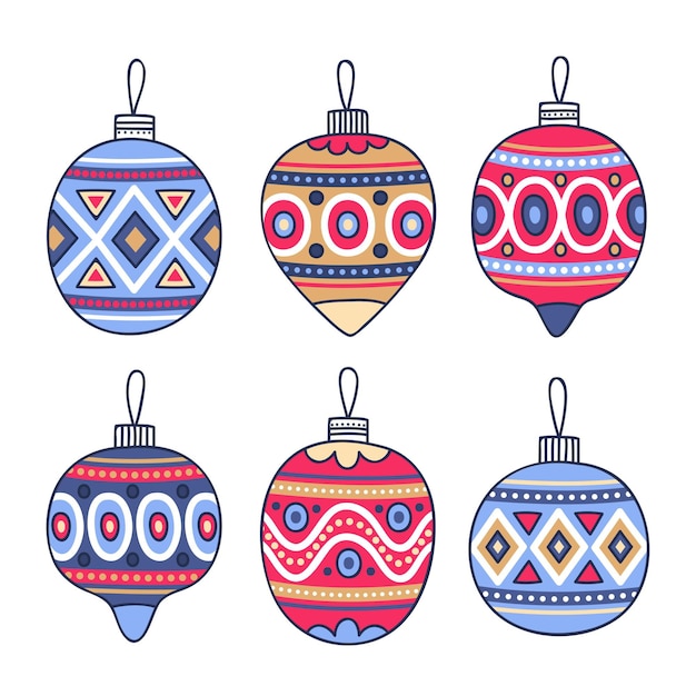 Free Vector | Hand drawn christmas ball ornaments collection