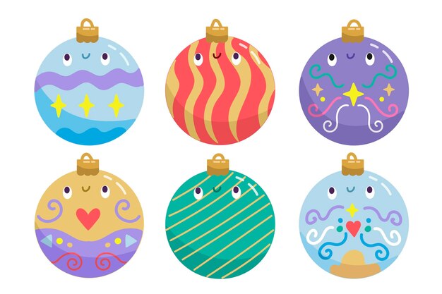 Free Vector | Hand drawn christmas ball ornaments collection