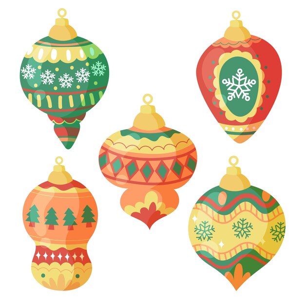 Free Vector | Hand drawn christmas ball ornaments set