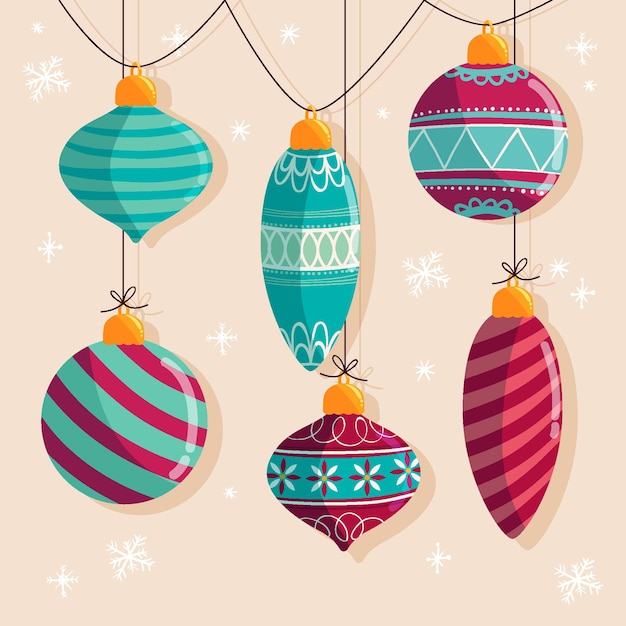 Free Vector | Hand drawn christmas ball ornaments