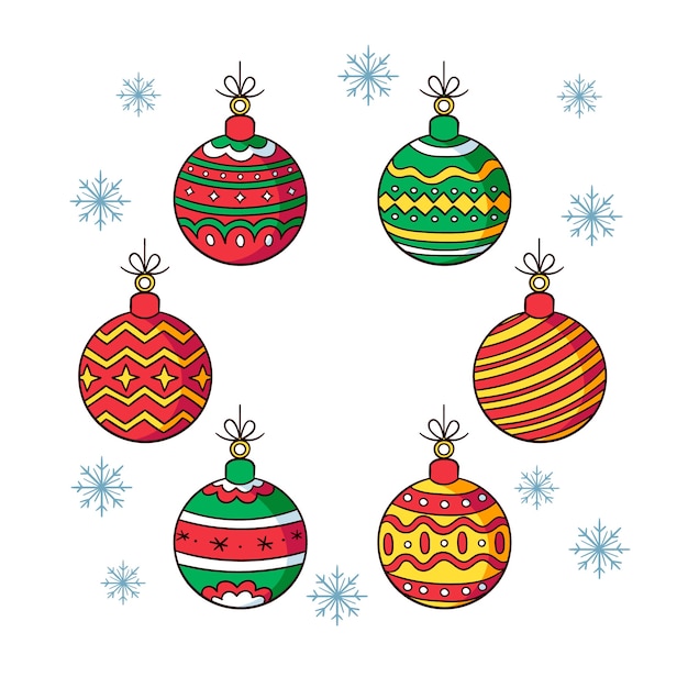 Free Vector | Hand drawn christmas balls set